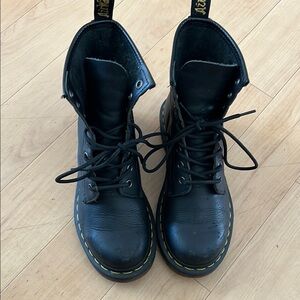 Dr. Martens Black and Yellow Combat Boots with Chunky Sole